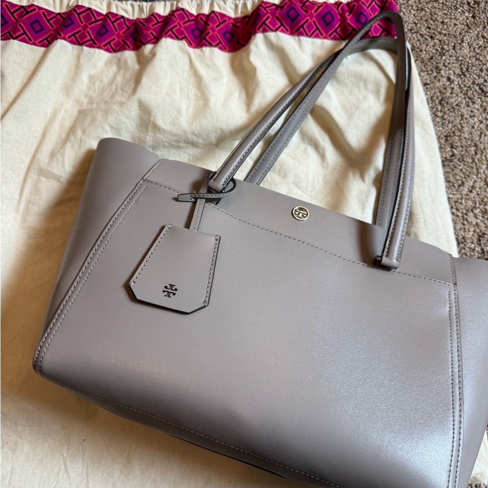 Tory Burch Robinson Gray Tote Bag